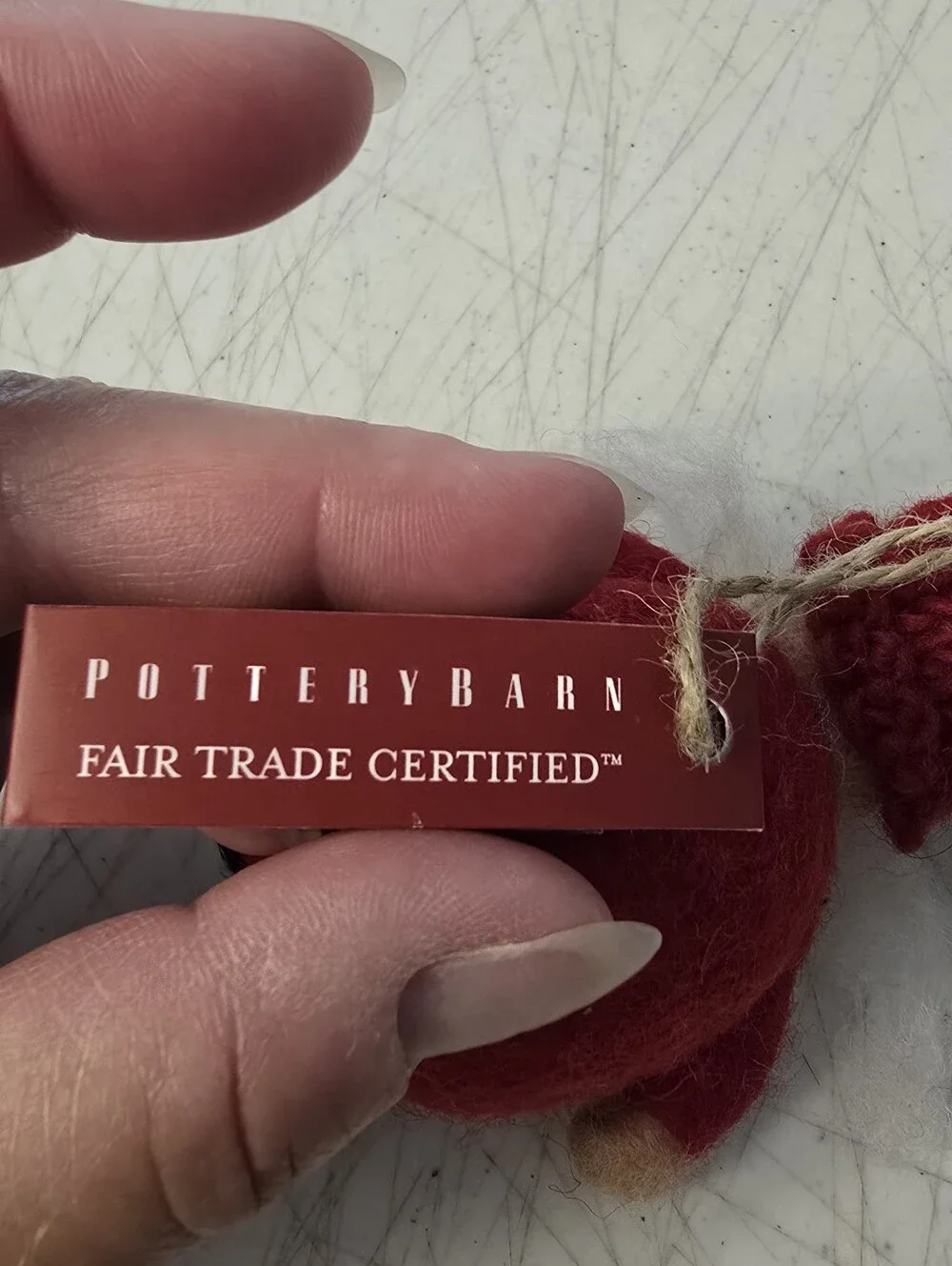 Pottery Barn Handmade Wool? Santa Clause Christmas Ornament Made in Nepal
